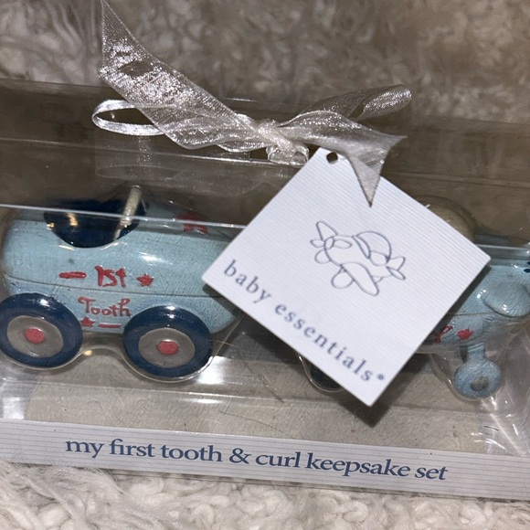 Baby Boy First Tooth Curl Keepsake Set Race Car plane - Picture 5 of 9